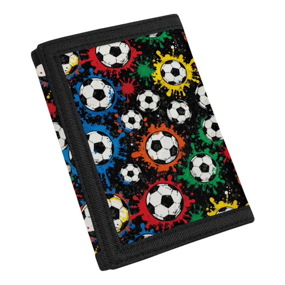 Chririnla Soccer Ball Slim Toddler Wallet, Stretch Polyester Trifold Card Wallet Portable Children's Wallet for Outdoor Shopping