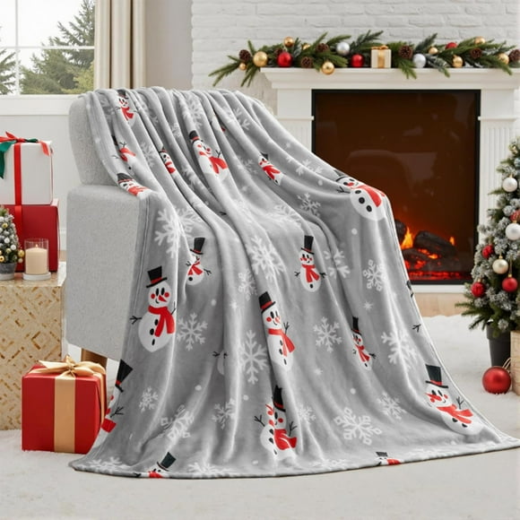 Danhjin Couverture en Flanelle Noël Douce Couverture en Flanelle Chaude Moelleuse Couverture Décorative des Fêtes Couverture d'Hiver Confortable pour Sofa Couverture d'Automne