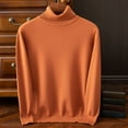 thumbnail image 2 of SERTG Men's Fashion High Neck Sweater Fall Winter Casual Solid Color Thermal Warm Knitted Pullover Top Men's Sweaters(Orange,XL), 2 of 6