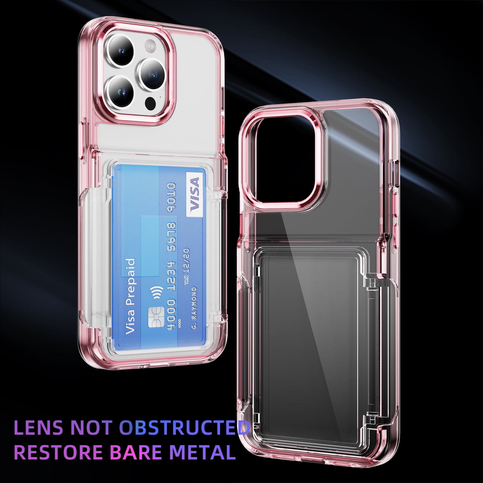 for iPhone 16 Pro Max Case Wallet Clear, with Credit Card Holder