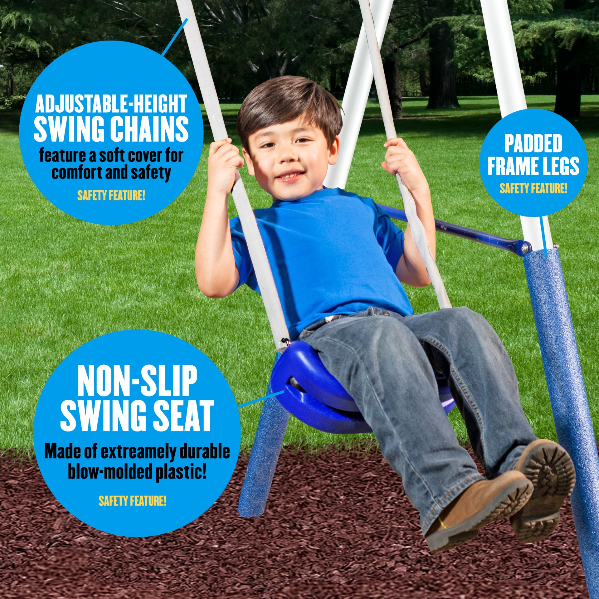 XDP Recreation Play All Day Metal Swing Set with Fun Glider, Bench Swing Seats, Trapeze, Wave Slide - image 3 of 9