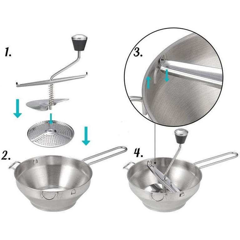 Stainless Steel Food Mill, Vegetable Mill Manual Food Grinder Dishwasher  Safe, Rotary Tomato Potato Mill Masher