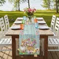 thumbnail image 4 of Table Runners 72 Inches Long Dress Scarves, Happy Easter Farmhouse Kitchen Table Runner, Coffee Tablerunners, Spring Easter Eggs Bunny Floral Teal Wood 14x72 Inch, 4 of 9