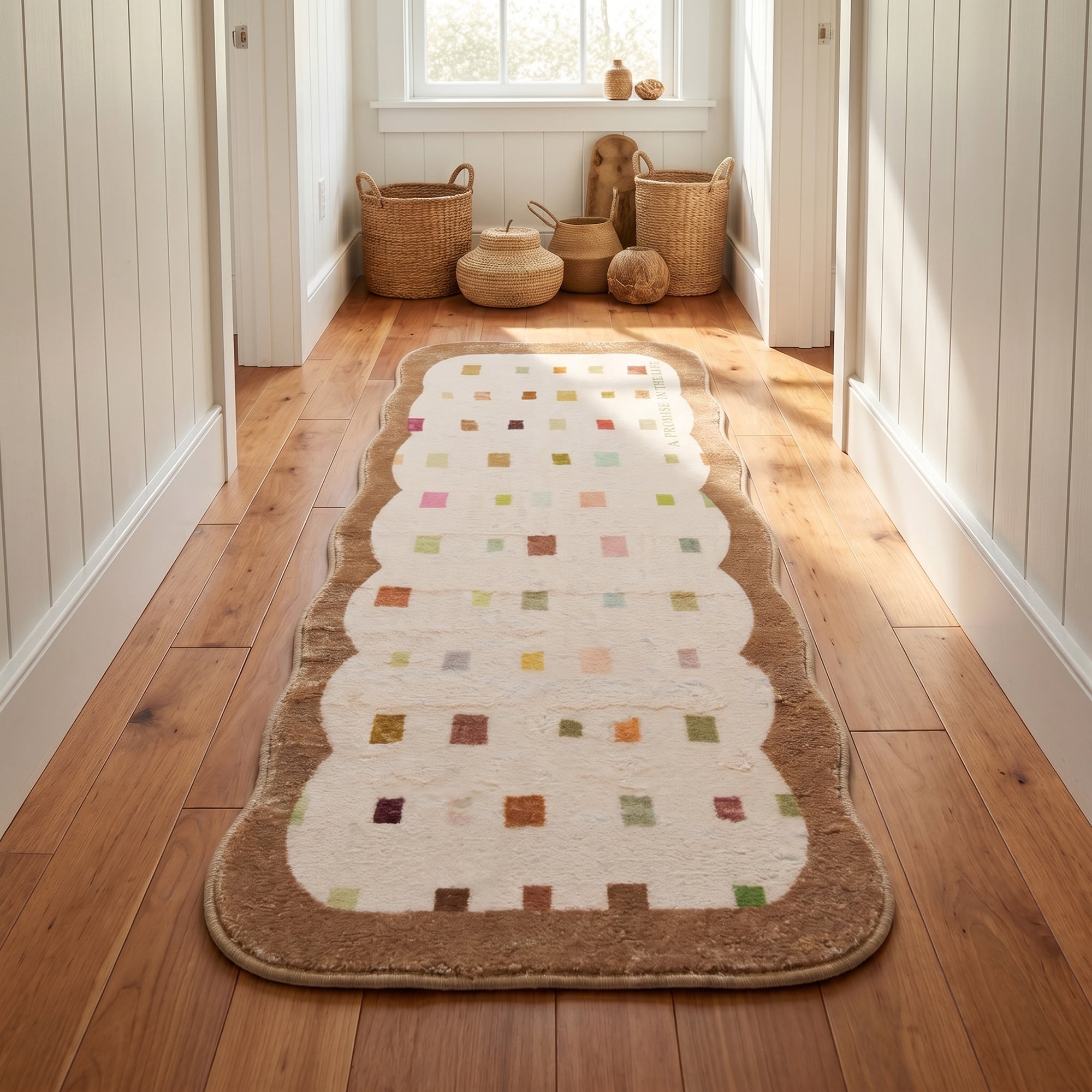 Unique Bargains Boho Kitchen Runner Rug Non Slip Machine Washable Brown 47" x 16"