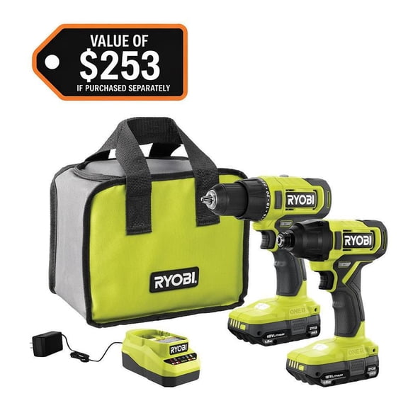 ONE  18V Cordless 2-Tool Combo Kit with Drill/Driver, Impact Driver, (2) 1.5 Ah Batteries, and Charger