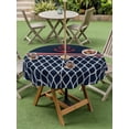 thumbnail image 3 of Outdoor Tablecloth with Umbrella Hole and Zipper, Navy Blue Morocco Round Table Cloth 60 Inch Waterproof Tablecloth, Red Ocean Nautical Anchor Stripe Picnic Table Cover for Patio Camping, 3 of 7