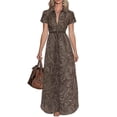thumbnail image 2 of Dolkfu Brown Women'S Dresses Shirt Dress Long Collared Short Sleeve Dresses Paisley Relaxed Fit Geometric Abstract Garments Coffee,Xxxxl, 2 of 5