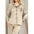 thumbnail image 5 of DAKIMOE Sleepwear Womens Silky Satin Pajamas Set Long Sleeve Nightwear Loungewear, Champagne 2, XXL, 5 of 8
