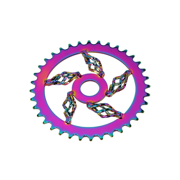 Bike Lowrider Cage Twisted Steel Chainring 1/2 X 1/8 36t Oil Slick.