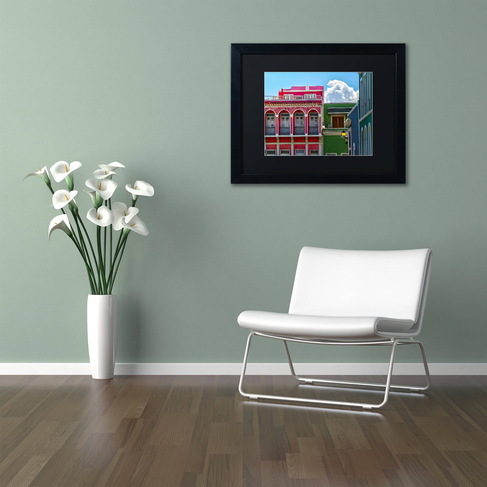 Trademark Fine Art "Old San Juan 10" Canvas Art by CATeyes, Black Matte, Black Frame
