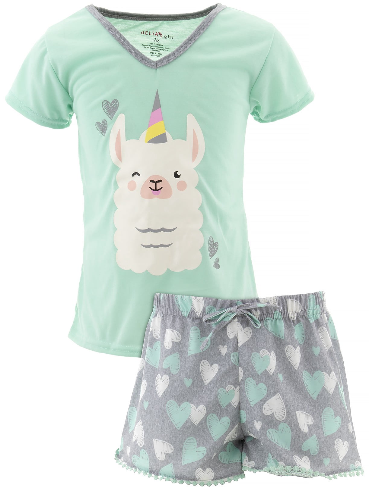 dELiA*s Girls Llama Mint Short Pajamas 