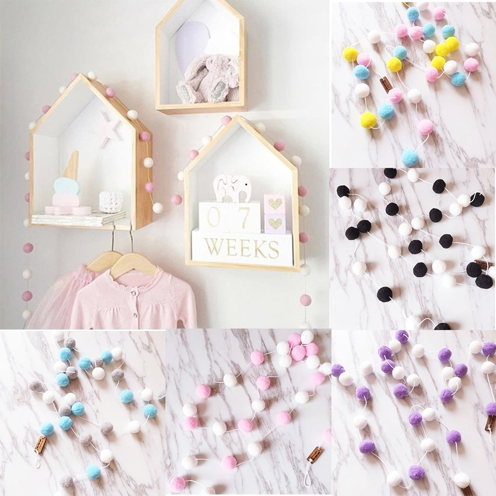 2M Wool Felt Ball Garland Pom Pom Hanging String Bunting Banner Xmas Party Decor 2M Wool Felt Ball Garland Pom Pom Hanging String Bunting Banner Xmas Party Decor