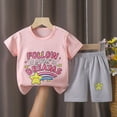thumbnail image 2 of KPOPLK Toddler Baby Girls Clothes 0 3 6 9 12 18 Months 2T 3T 4T T-shirt + Linen Shorts Cute Summer 2Pcs Outfits Set(3-6 Months,Light Pink), 2 of 5