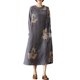 thumbnail image 1 of Vestido vintage de manga larga para mujer con bolsillos Vestido informal suelto con estampado floral Tomshoo Vestido, 1 of 2