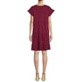 thumbnail image 2 of Time and Tru Women's Flutter Sleeve Knee Length Tiered Dress, 2 of 5