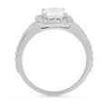 thumbnail image 2 of 2.07 ct Emerald Cut Real Genuine Natural Diamond SI1-SI2 J-K 18K White Gold halo Promise Wedding Statement Engagement Designer Ring W/ Crystal side stones size 4.5, 2 of 7
