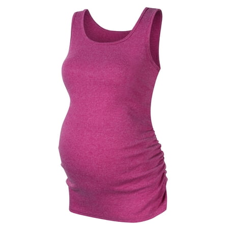 - Womens Scoop Neck Ruched Maternity Tank Top