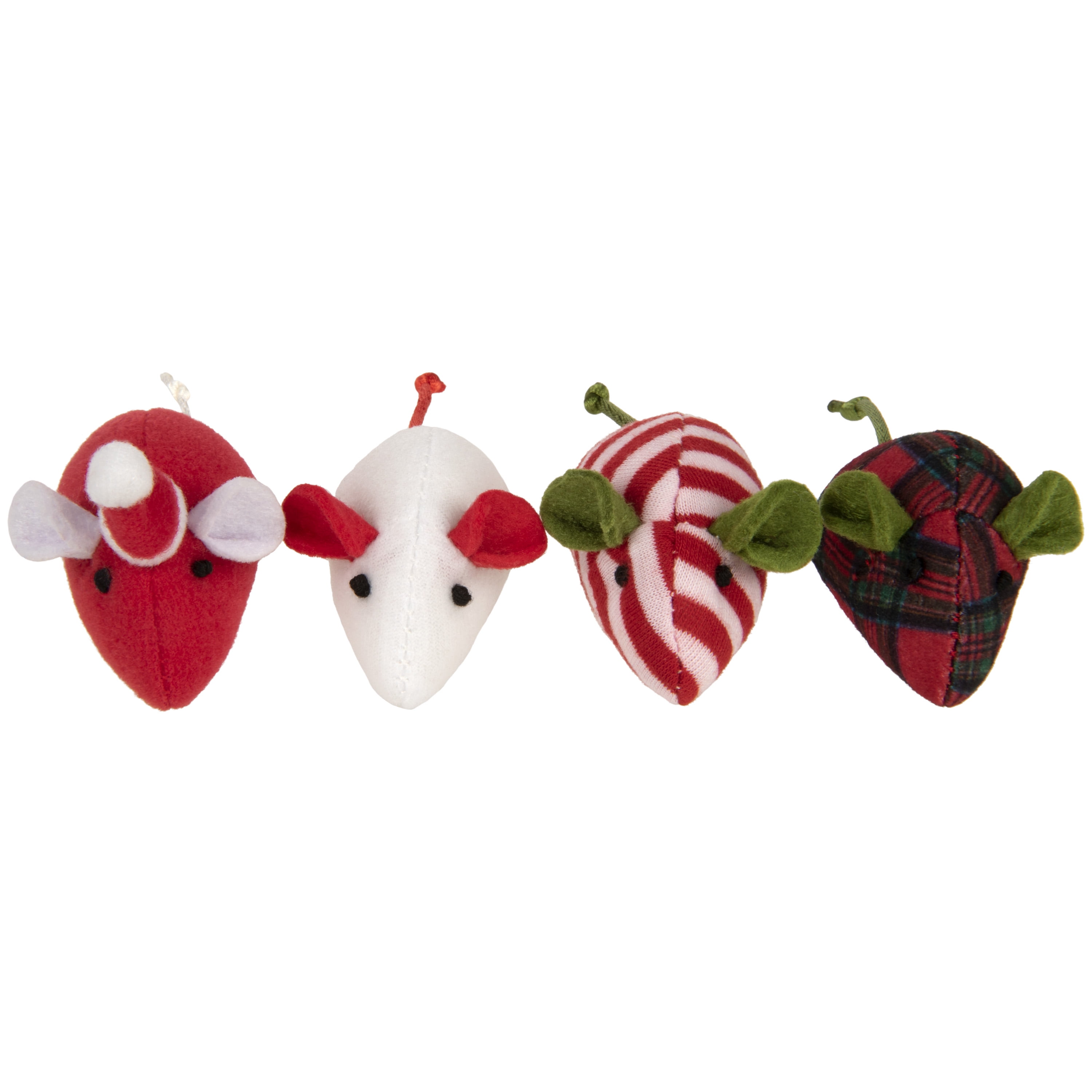 SmartyKat Skitter Mice Holiday Plush Catnip Mice Cat Toys with Pure Potent Catnip, 4 Count