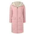 thumbnail image 5 of Dwralegc Color Fleece Jacket Women Long Sleeve Warm Winter Long Puffer Jackets Cash-mere Zip Up Plus Size Coat Fashion Heavyweight Hooded Cardigan with Pockets Light pink M, 5 of 8