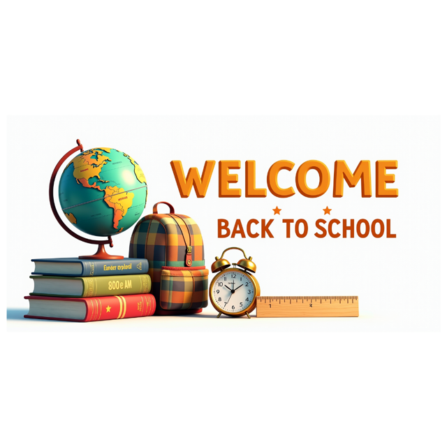 Colorful Welcome to School Banner with School Supplies Elements Background Backdrop, for School Openings Classroom Decorations Back - to - School Parties Photography Props