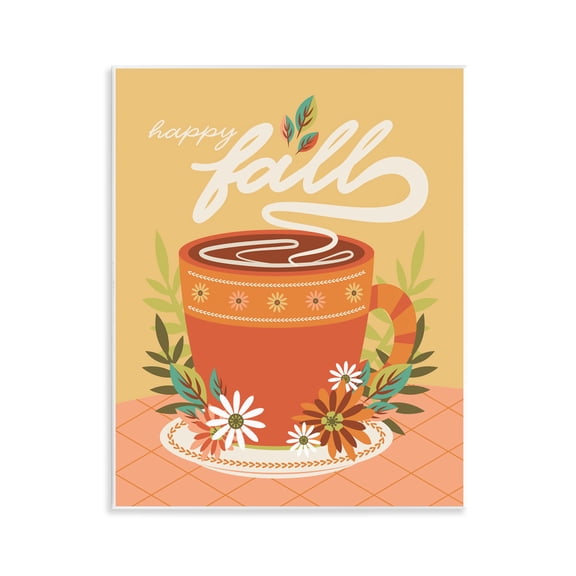 Stupell Industries Autumnal Mug & Flowers Food & Beverage Painting Unframed Art Print Wall Art, 11 x 14