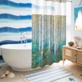 thumbnail image 5 of No Hook Shower Curtain, Teal Yellow Oil Painting Shower Curtains for Bathroom with See Through Top Window, Contemporary Abstract Art Waterproof & Washable Bath Curtain Narrow 54"x78", 5 of 9