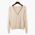 thumbnail image 2 of HBFAGFB Cardigan pour Femmes Printemps Automne Tricoté Manches Longues Simple Polyvalent Tenue Quotidienne Beige Taille TG, 2 of 3