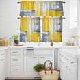 thumbnail image 3 of Abstract Graffiti Kitchen Curtains Valances and Tiers Set of 3 Gray Yellow Brush Tier Curtains and Valance with Rod Pocket for Small Windows, 27.5"x24", 3 of 9