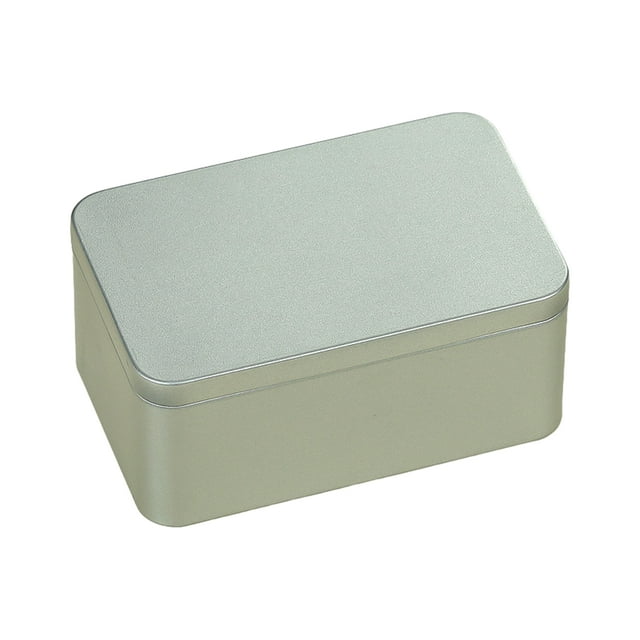 Injueey Caja de lata de metal para aplicaciones amplias, solución de almacenamiento versátil, caja de té cuadrada compacta y portátil Almacenamiento y organización del hogar Plata