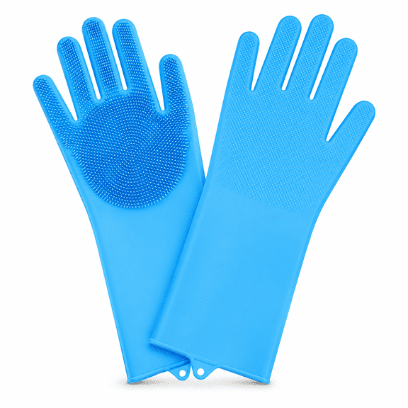 Upgrade Efficient Pet Hair Remover Gloves - Gentle Shedding Brushes for Dogs, Cats & Horses with Long and Short Hair - 1 Pair (Blue)