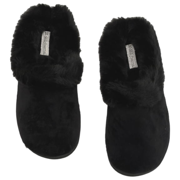 Dearfoams Womens Plush Black Velour Clogs Slippers Medium (7-8)