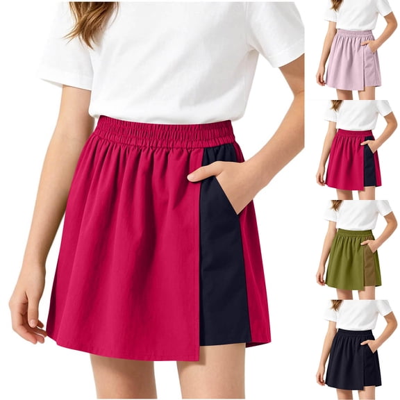 Teylalorva Kids Girls Skort with Pockets Classic Fit Quick Dry Summer Casual Active Skort Hot Pink Size 8