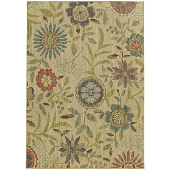 Tommy Bahama Cabana Area Rug 1330W Beige Circles Leaves