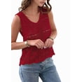 thumbnail image 2 of Women Summer Tank Top Trendy V Neck Crochet Sleeveless Shirts Sweater Vest Red L, 2 of 8