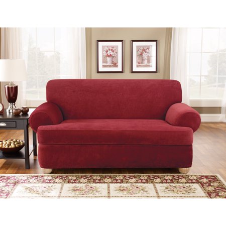 Sure Fit Stretch Pique T-Cushion Three Piece Sofa Slipcover
