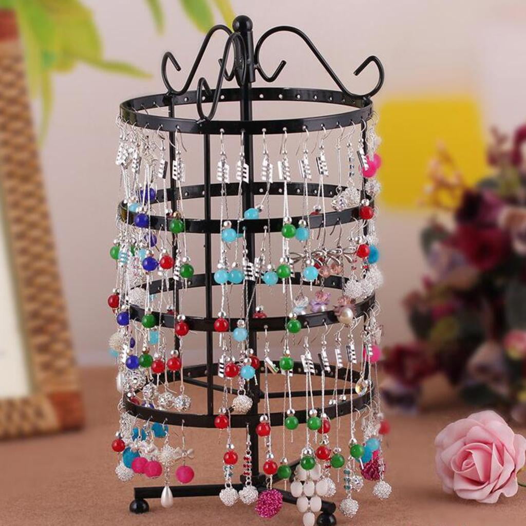 Metal Jewelry Organizer Hanger Display Stand, Earrings Holder Rack Home Decor for Earrings, Bracelets, Necklaces, Keychain Black