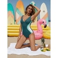 thumbnail image 4 of MOYIKO Womens One Piece Swimsuit Slimming Tummy Control Bathing Suit Color Block V Neck Shapewear, 4 of 7