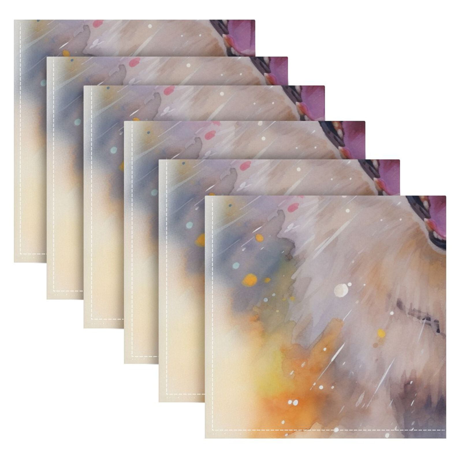 JSTEL Samoyed Dog Cute Cloth Napkins Set of 6, 20x20 Inch Washable and Reusable Napkin for Decoupage Dinner Party Everyday Use