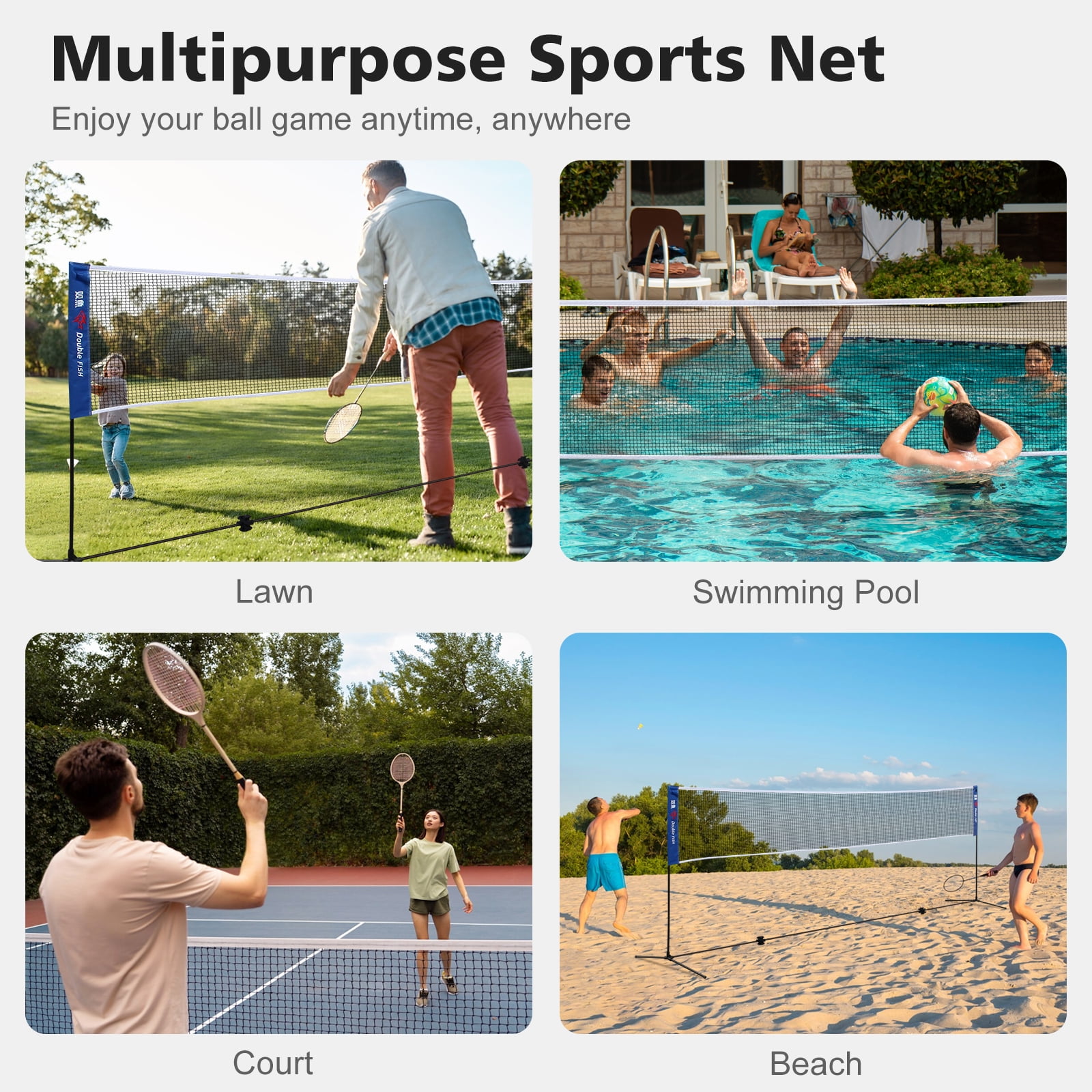 Versatile Portable Badminton Net, Foldable, Standard Size For Indoor & Outdoor Sports, Ideal For Volleyball & Tennis Training