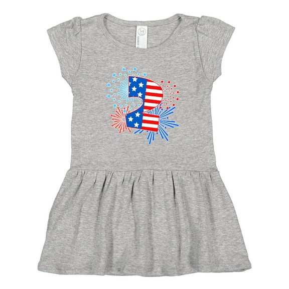 Inktastic Second Birthday- Fourth of July fireworks Girls Toddler Dress