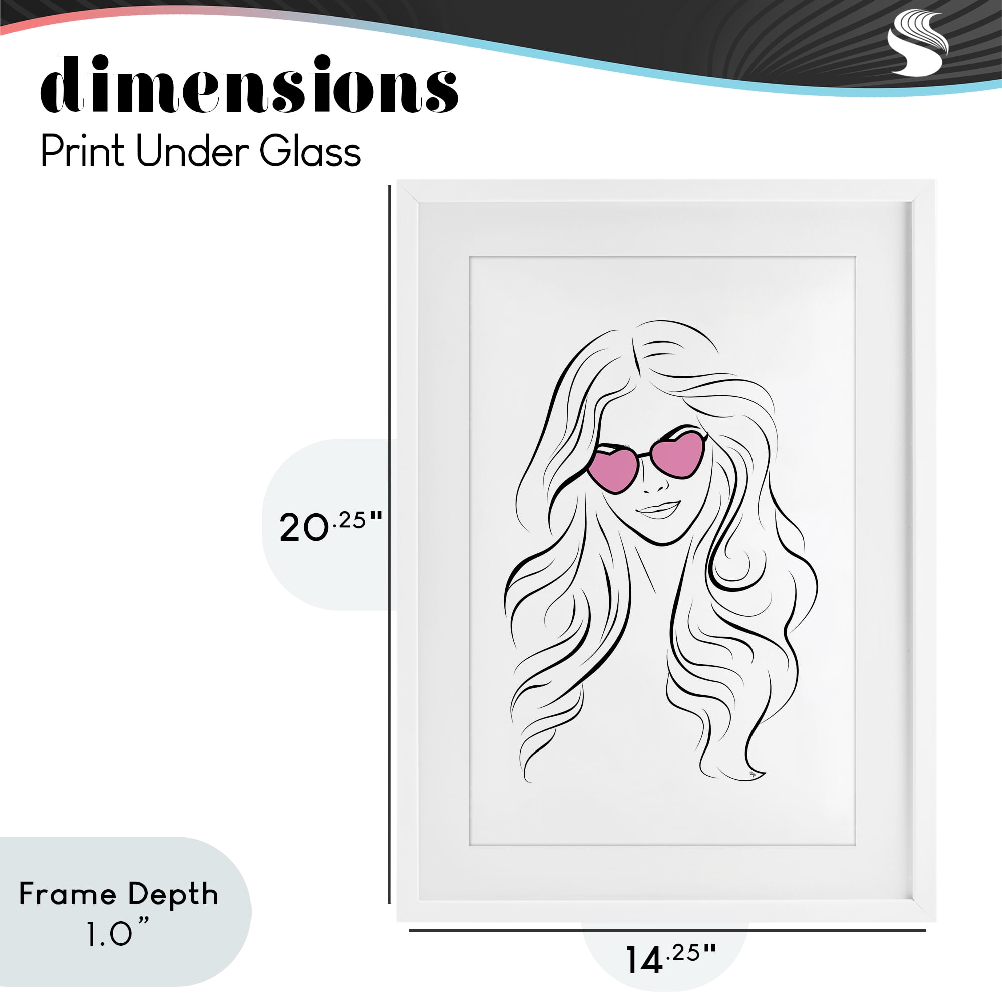 Stupell Industries Leila Pink Heart Sunglasses White Framed Print Under Glass, design by Martina Pavlova