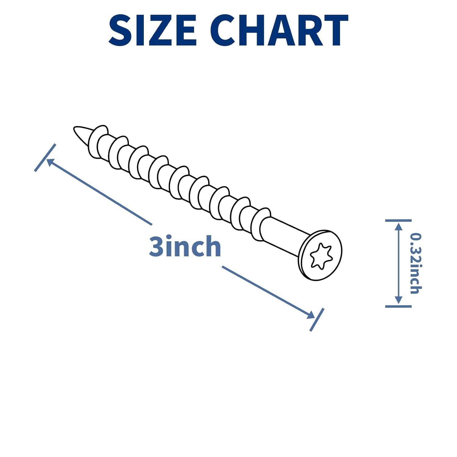 GARGENTOL #10 x 3" Exterior Wood Screw 250 Pcs Deck Screws Torx Head 304 Stainless Steel Corrosion-Resistant Hardware Screws for Fencing Deck Outdoor Project T25 Torx Bit