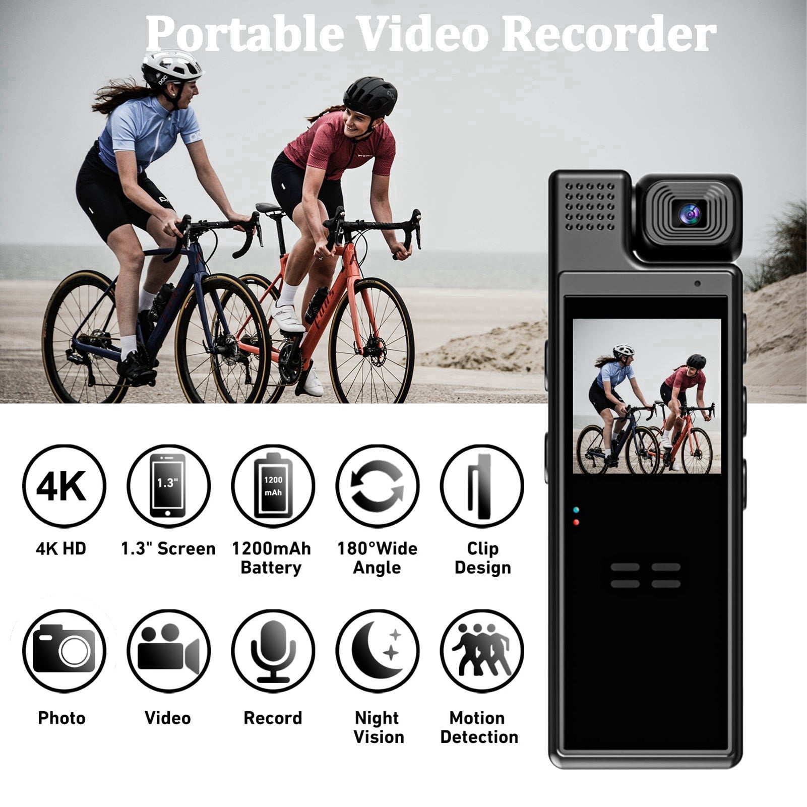 Mini 4K UHD Camera With Audio And Video Recording 180Lens Rotatable 6 Hour Battery Life Video Camera With 1.3in TFT Screen Motion Detection For Daily