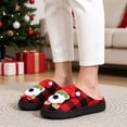 thumbnail image 6 of BERANMEY Christmas Slippers for Women and Men Black Red Plaid Santa Claus Pattern House Slippers with Plush Lining & Thick Sole Festive His & Hers Indoor Home Shoes, 6 of 9