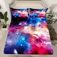 thumbnail image 2 of Manfei Corlorful Starry Sky Bed Sheets Full, Mystic Galaxy Full Sheet Sets, Bling Stars Print Bedding Sets Full Size, Lightweight Bedroom Decor, 4pcs, 2 of 7