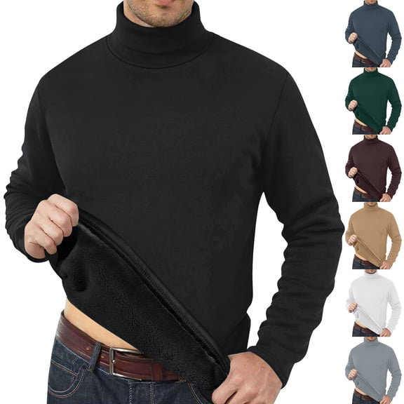 Migroa Men's Thermal Base Layer Top, Fleece Lined Long Sleeve Shirt, Thickened Warm Undershirt for Winter, Can Be Worn Alone As Casual Tee, Solid Color Versatile Staple, Essential