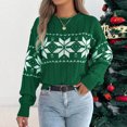 thumbnail image 6 of SYMOID Womens Green Christmas Knit Sweater - Festive Snowflake Pullover, Acrylic Soft Lightweight, Long Sleeve Ribbed Cuff, Relaxed Fit for Holiday/ Daily Wear (S-XL),Size XL, 6 of 8