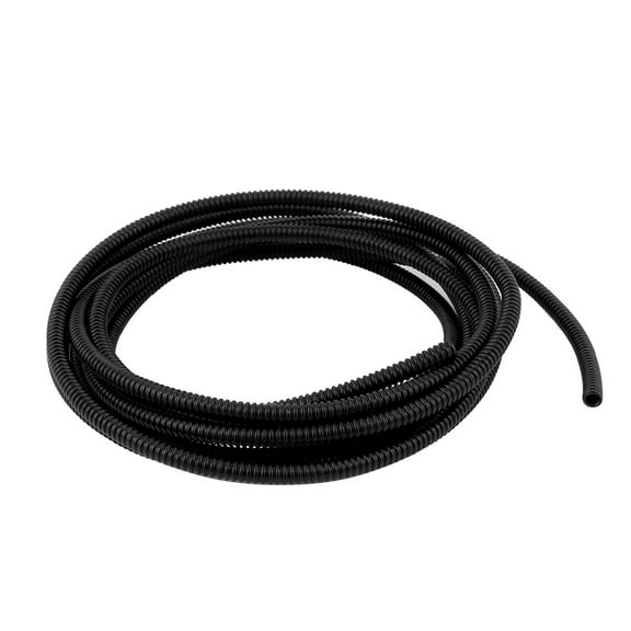 Unique BargainsBlack Flexible Corrugated Hose Tubing 7 x 5mm 12.46ft Long for Pond Pump Filter