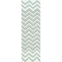 SAFAVIEH Dhurries Marisa Geometric Runner Rug, Blue/White, 2'6" x 8'