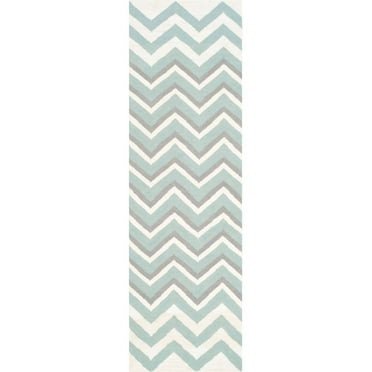 SAFAVIEH Dhurries Marisa Geometric Runner Rug, Blue/White, 2'6" x 8'